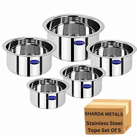 Buy Sharda Metals Tope Patila Pot 0.5 to 2 litres Combo Set, Silver, 5 ...