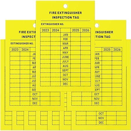 50 Pieces Monthly Fire Extinguisher Inspection Tags Record 4-Year ...