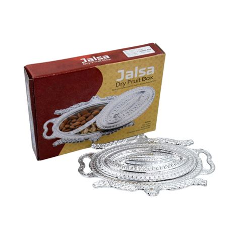 2853 Plastic Peacock Dry Fruit Silver Finish Serving Tray - DeoDap