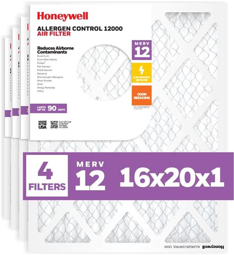 Honeywell 16x20x1 MERV 12 Electrostatic Pleated HVAC AC Furnace Air ...