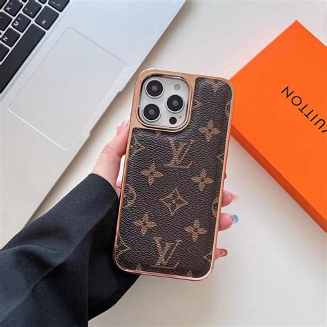 Louis Vuitton iPhone Case Luxury Classic Leather Rhinestone Lens
