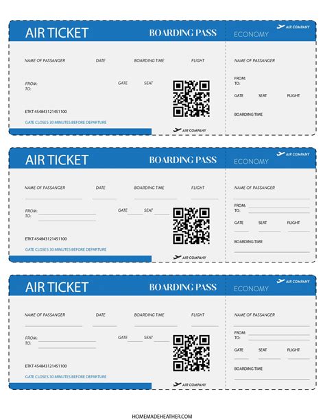 Free Pretend Travel Printables | Travel printables, Ticket template ...