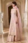 Buy Pink Jacquard, Satin, Organza Embroidery High Flamingo Kurta And ...