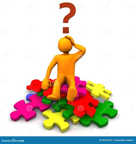 Puzzled Man on Jigsaw Pieces Stock Illustration - Illustration of ...