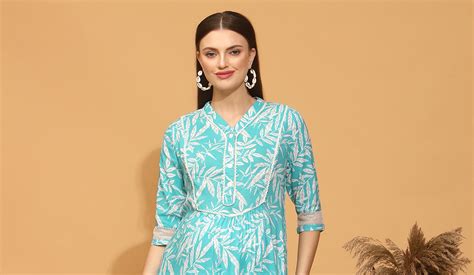 Maternity Kurta Set with Pant - Tropical Print