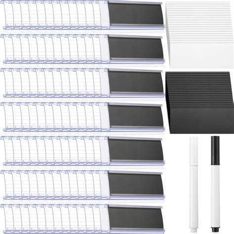 Buy 100 Pieces Wire Shelf Label Holders Transparent Plastic Wire Rack ...