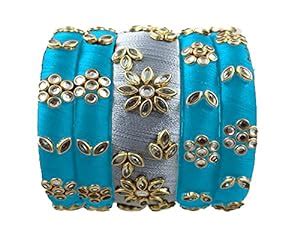 Buy HARSHAS INDIA CRAFT Hand Made Silk Thread Bangles With Kundan ...