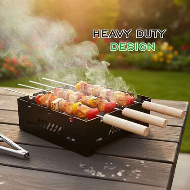 2 In 1 Portable Charcoal & Gas Barbeque Grill + 3 Skewers (1CBG1 ...