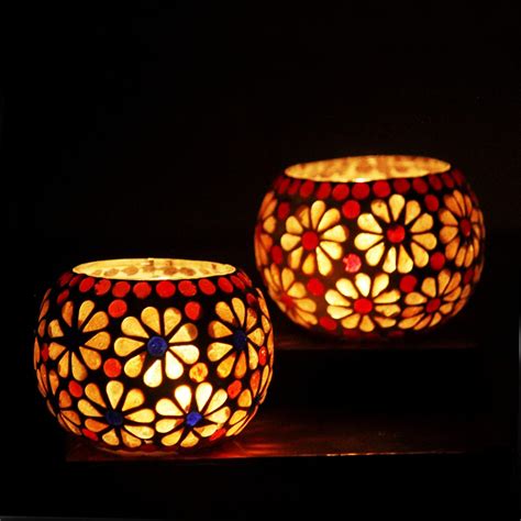 Buy The Purple Tree Mercury Glass Mosaic Tealight Candle Holders for ...