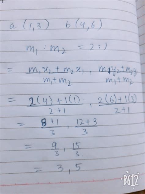 find the coordinates of the point p dividing the line segment joining ...