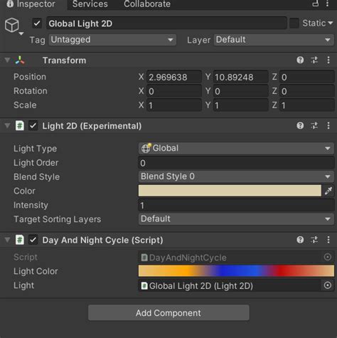 Unity Tutorial 2D Script Day and Night 的图像结果