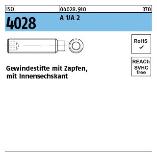ISO 4028 Gewindestifte-Zapfen A2 M 12x20
