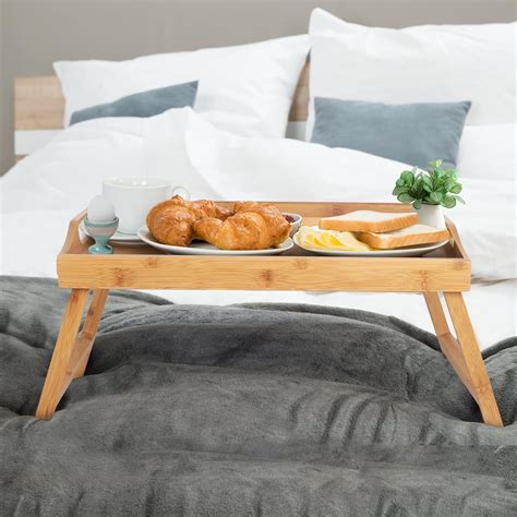 Artmeer Foldable Bamboo Bed Tray Table with Handles, Phone & India | Ubuy