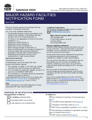 Fillable Online Notification by major hazard facilities, existing ...