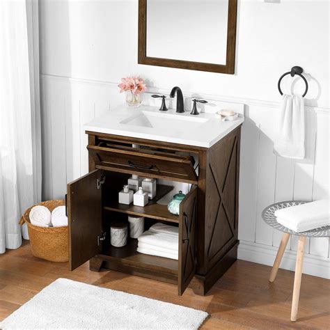 Buy Ollie 30 in. W Bath Vanity in Antique Coffee and Ash Veneer with ...