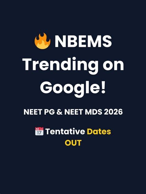 NBEMS Exam Calendar 2026: NEET PG & NEET MDS Dates Out | Latest Update