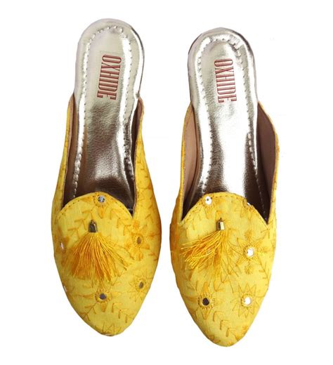 Oxhide Women Yellow Mules