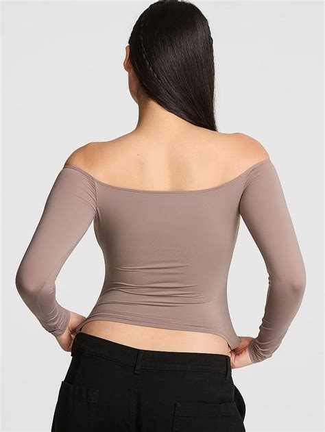 Buy Base Stretch Off-The-Shoulder Long-Sleeve Top Online - Style ID ...