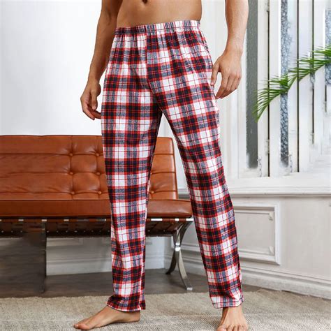 Aueoeo Mens Tall Pajama Pants Plaid Pants Sleepwear Bottoms Sleep Pants ...