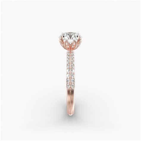 Pavé Knife Edge Lotus Basket Diamond Engagement Ring In 14K Rose Gold ...