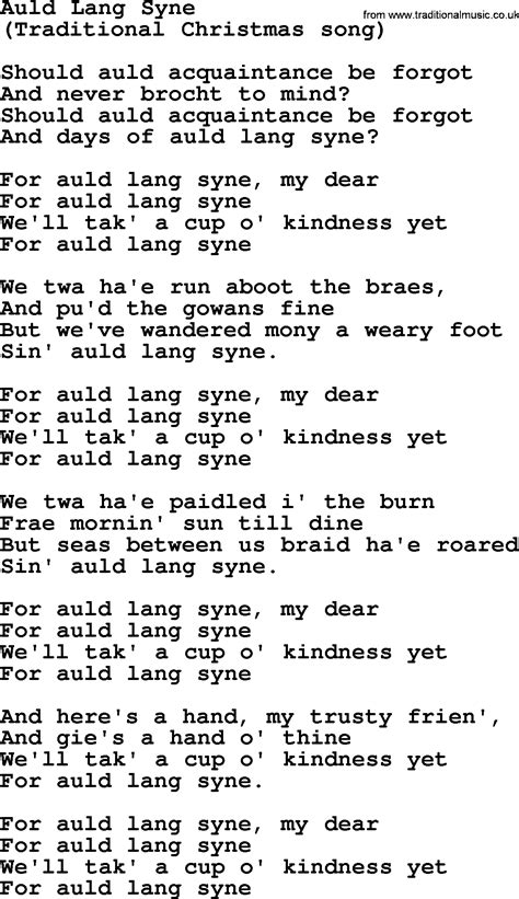 Auld Lang Syne Lyrics Chords