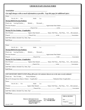Fillable Online Church Staff Change Form Fax Email Print - pdfFiller