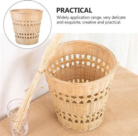 Buy Cabilock Rattan Woven Trash Can Garbage Can Wicker Waste Basket ...