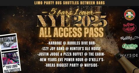 NYE25 All Access Pass: 5 BARS ~ 1 COVER, 2000 S Mission St, Mount ...