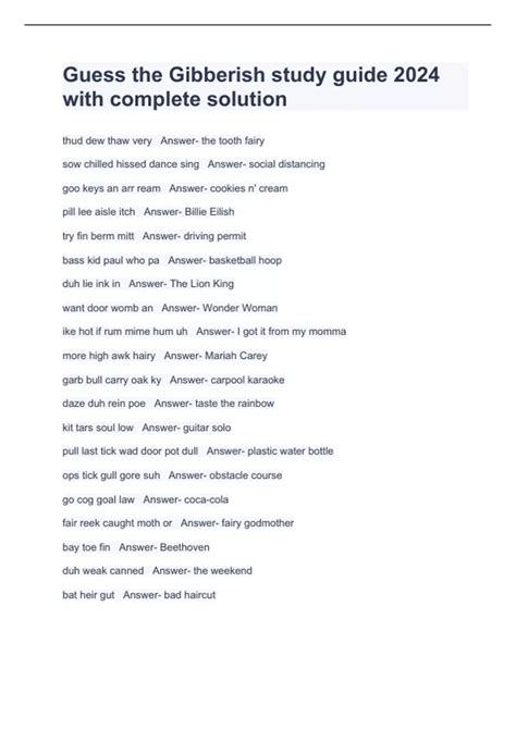 Guess the Gibberish study guide 2024 with complete solution - Guess the ...
