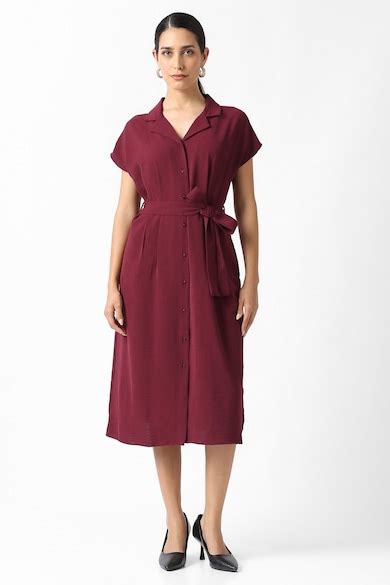 Buy Women Maroon Solid Casual Dress Online - 40052711 | Van Heusen