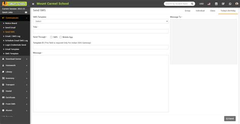 How to Send SMS? - Smart School : School Management System by QDOCS