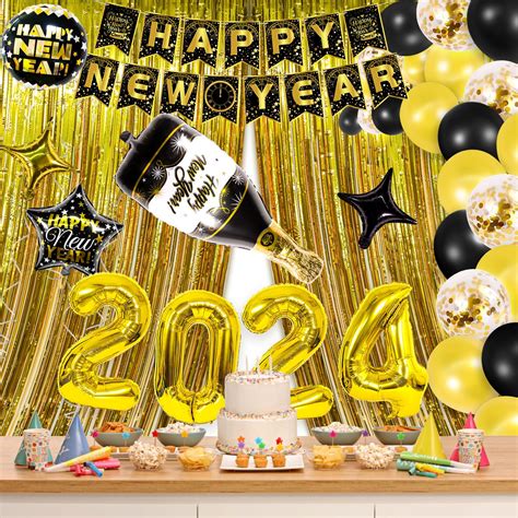 IDAODAN New Years Decorations 2024 Kit, New Years Eve Party Supplies ...