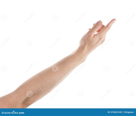 Adult Man Left Hand Pointing with Index Finger Isolated Stock Photo - Image of concept, touch ...