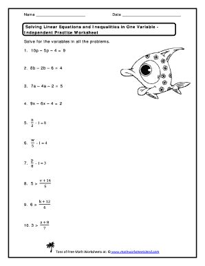 Linear Equations In One Variable Worksheet 2020-2025 - Fill and Sign ...