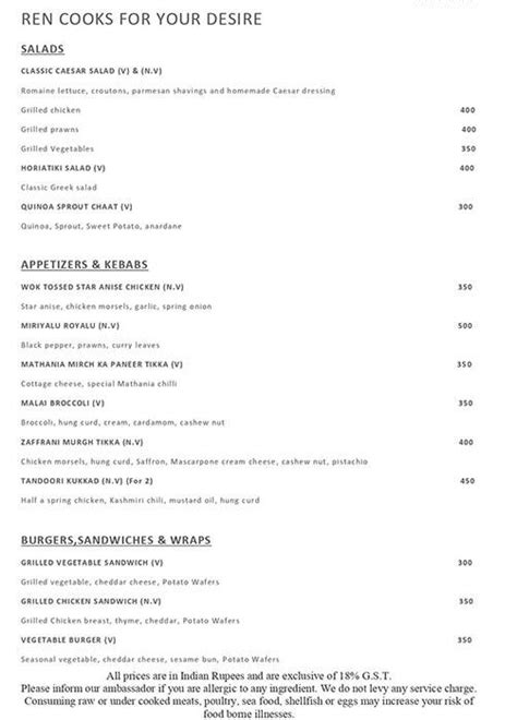 Menu at Cinnamon - Renaissance Hotel, Bengaluru