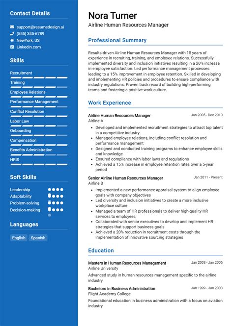 18 Airline Human Resources Manager Resume Examples And Templates for ...