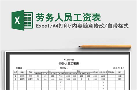 2021年劳务人员工资表-Excel表格-工图网