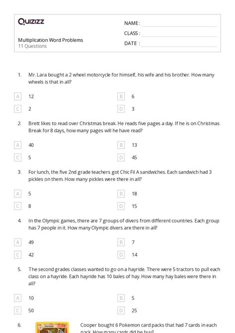 50+ Multiplication Word Problems worksheets for 3rd Class on Quizizz ...