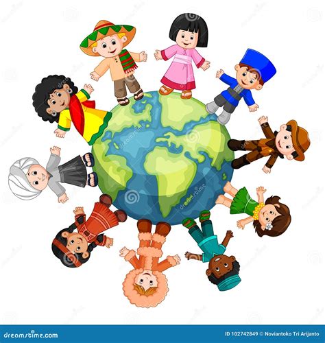 Different Culture Standing Together Holding Hands Stock Vector ...