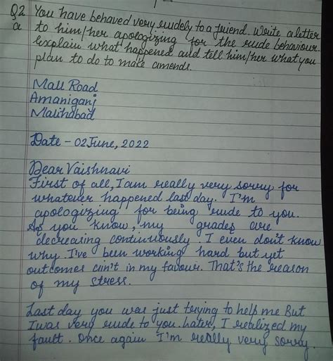 [Solved] you have behaved rudely to a friend write a letter to him ...