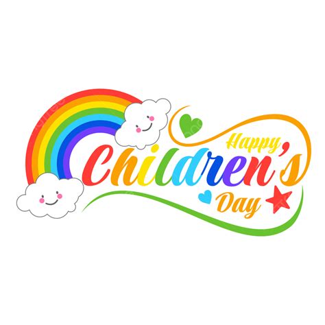 Happy Childrens Day Colorful With Cute Rainbow Lettering, Happy ...