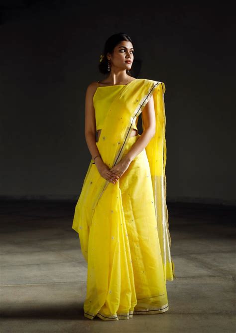 Handwoven Yellow Chanderi Saree – Go Native Retail LLP