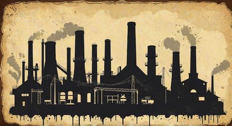 A drawing of a factory with a factory in the background | Premium AI ...