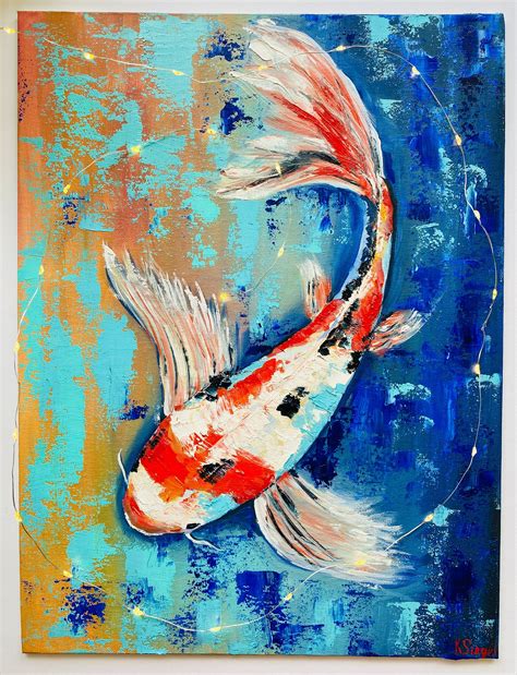Koi Fish Painting Koi Fishes Painting Japanese Koi Fish Painting Carps Painting Feng Shui ...