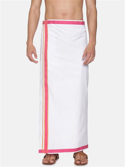 Men White Colour Cotton Readymade Pocket Dhoti – SETHUKRISHNA