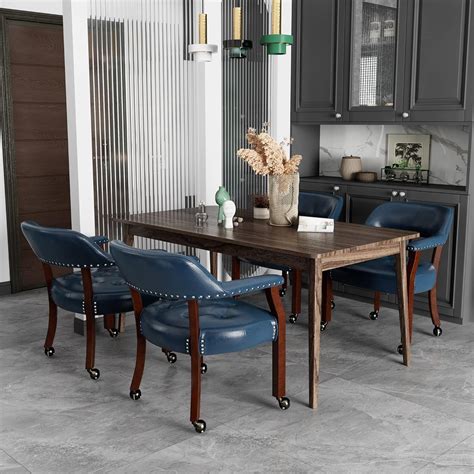 Amazon.com: JESONVID Set of 4 Dining PU Armchair with Casters, Purplish ...