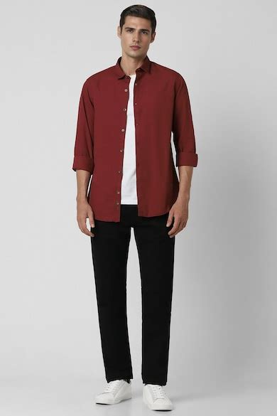 Buy Men Red Slim Fit Solid Full Sleeves Casual Shirt Online - 39642429 ...