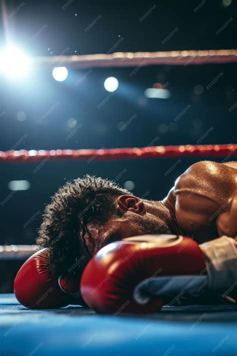 Premium AI Image | A powerful shot of a boxer knocked out on the canvas ...