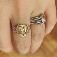 Buy 10K Gold Flower Heart Initial Ring, A-Z, Yellow White Rose Gold ...