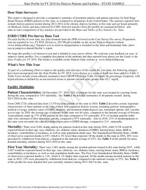 Fillable Online State Profile for FY 2018 for Dialysis Patients and ...